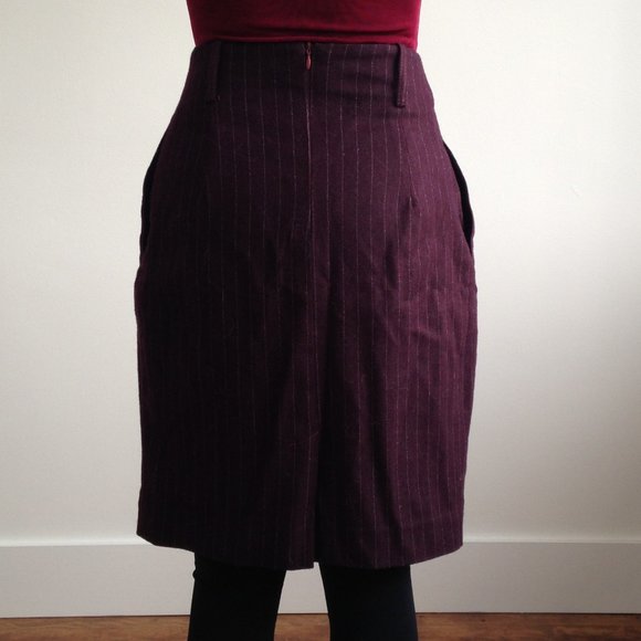 Bagatelle - Wool Burgundy Pencil Skirt - Picture 9 of 16